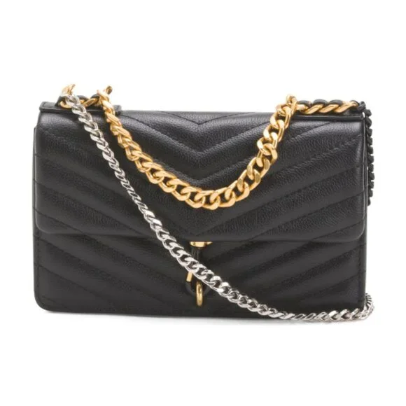 REBECCA MINKOFF Leather Edie Mini Crossbody With Chain Strap - Picture 1 of 4